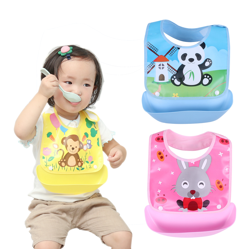 Children's rice bag waterproof detachable Bib baby eating Bib baby imitation silicone saliva Bib