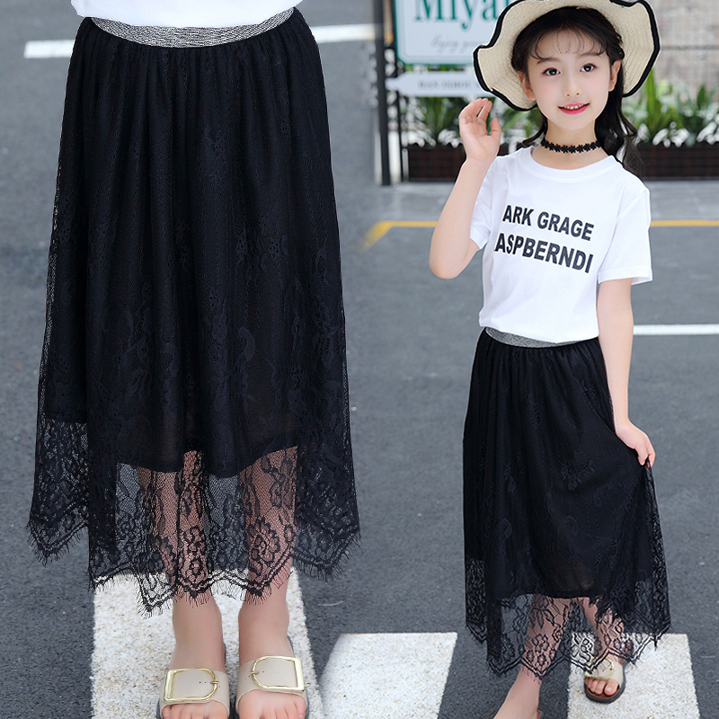 Girls' skirt summer children's suit women's spring and autumn 2020 children's wear new lace skirt length style