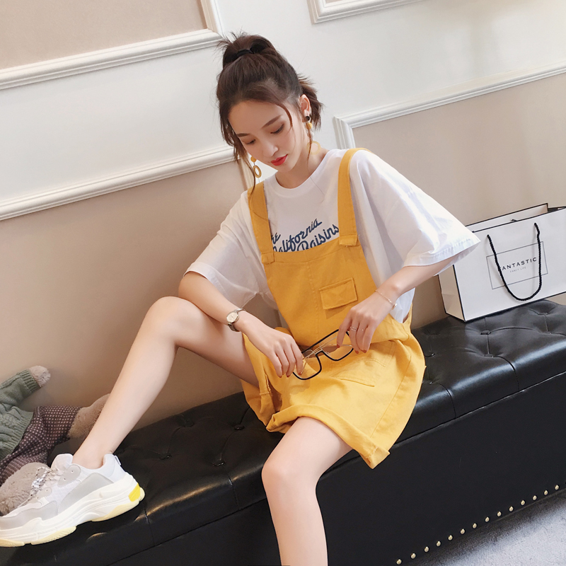 Belt shorts female students Korean loose casual versatile summer wear new thin solid color wide leg one-piece pants