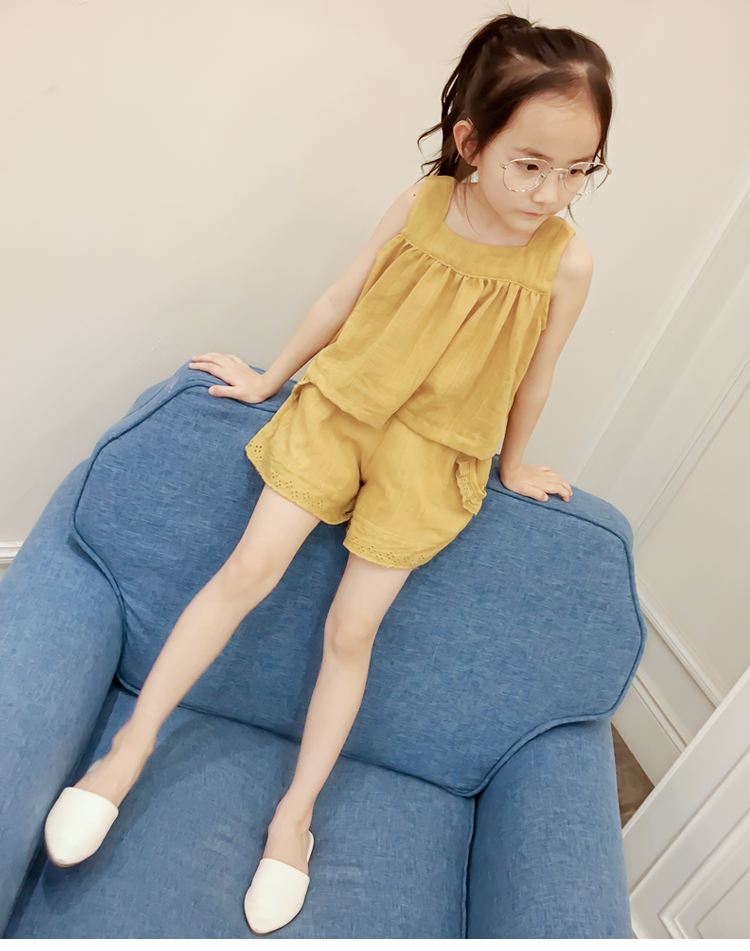 儿童夏装女童套装2021新款女宝宝洋气休闲无袖短裤韩版两件套装潮